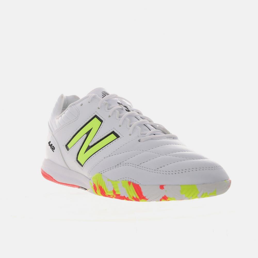 Chuteira Futsal New Balance 442 Pro In V2 Masculino Branco/Laranja/Amarelo 4