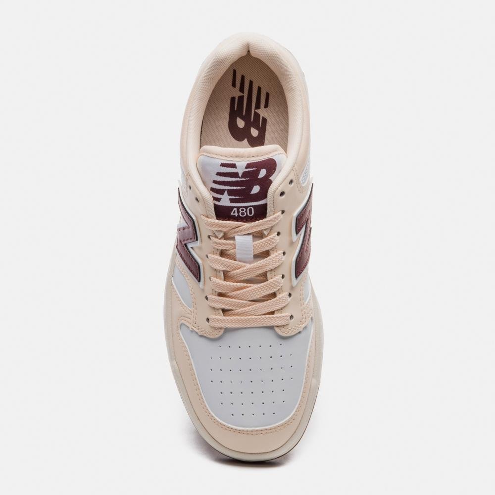 Tênis New Balance 480 Low Masculino Rosa/Branco/Bordô 3