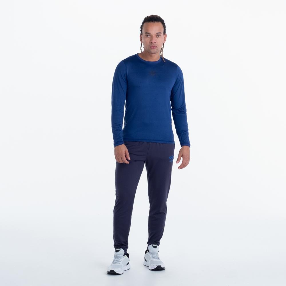 Camisa Ml Masculina Umbro Térmica Diamond Touch Azul 2