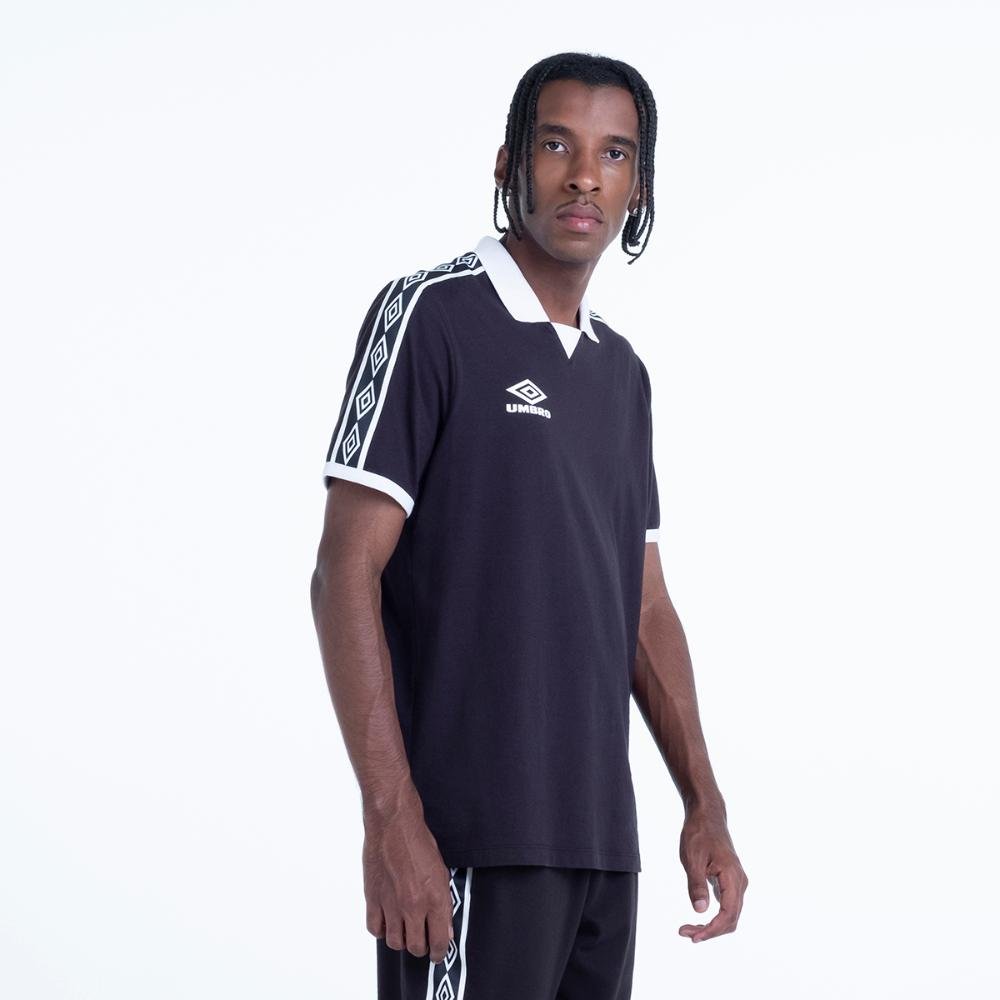 Pólo Masculina Umbro Traditional Diamond Rib Preto 2