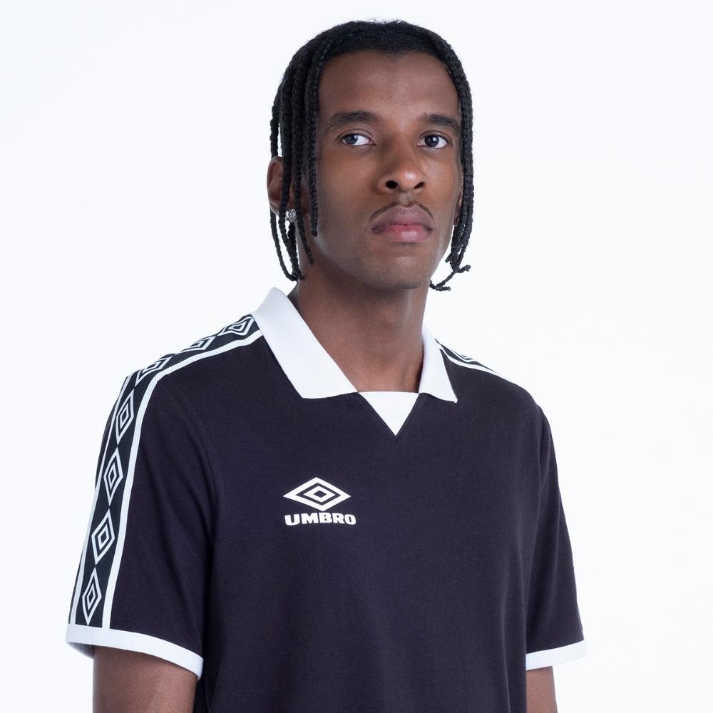 Pólo Masculina Umbro Traditional Diamond Rib Preto 4