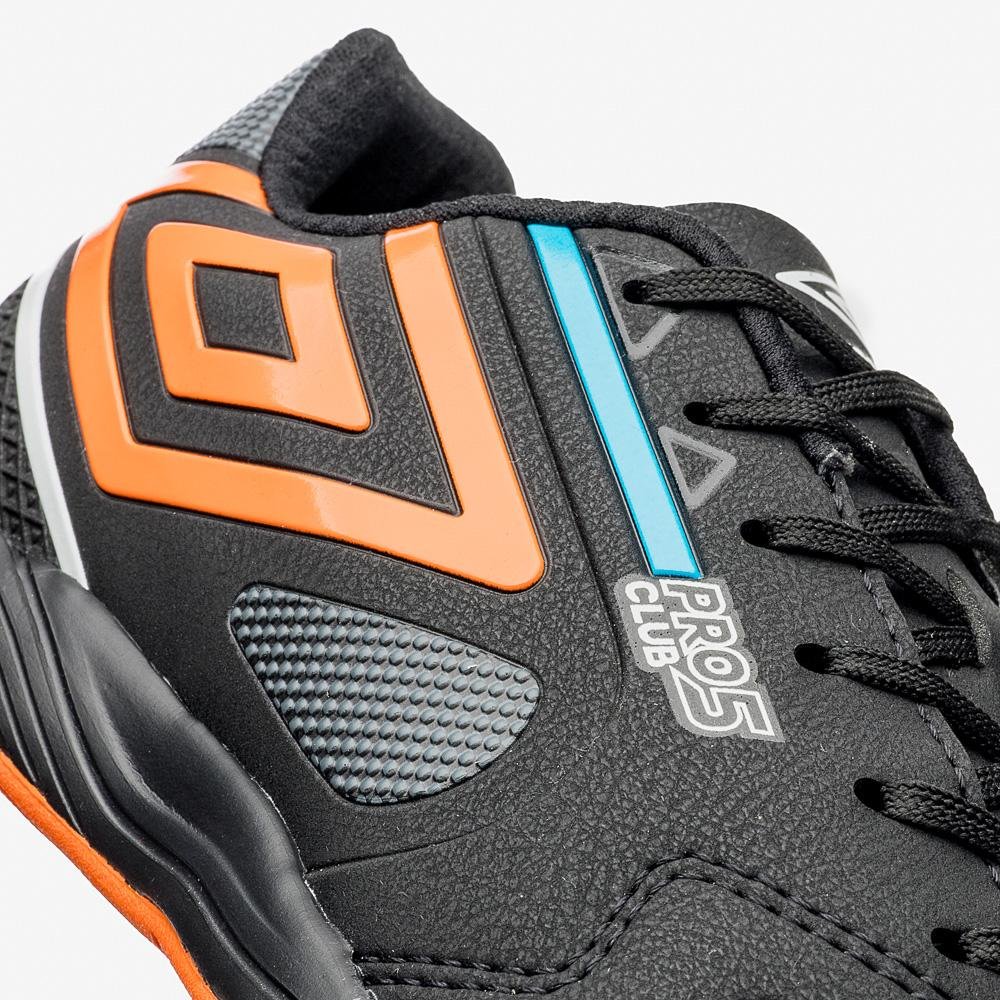 Chuteira Futsal Umbro Pro 5 Bump Club Preto/Laranja 7