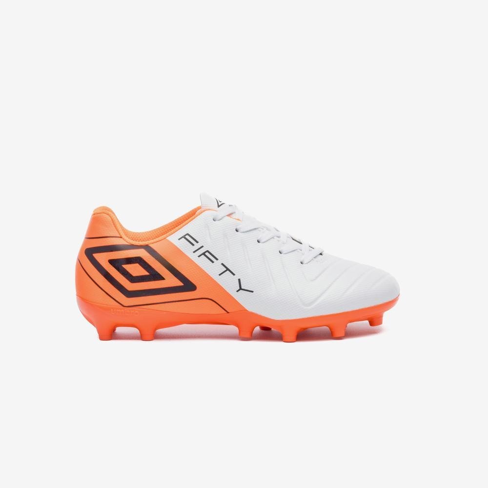 Chuteira Campo Umbro Fifty Vi Jr Branco/Laranja 1