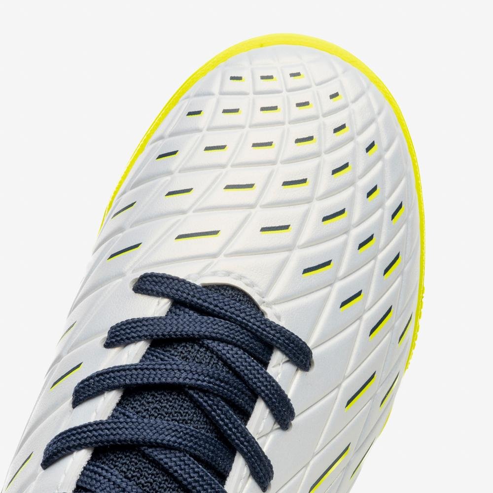 Chuteira Futsal Umbro Domain Jr Branco/Azul/Amarelo 7