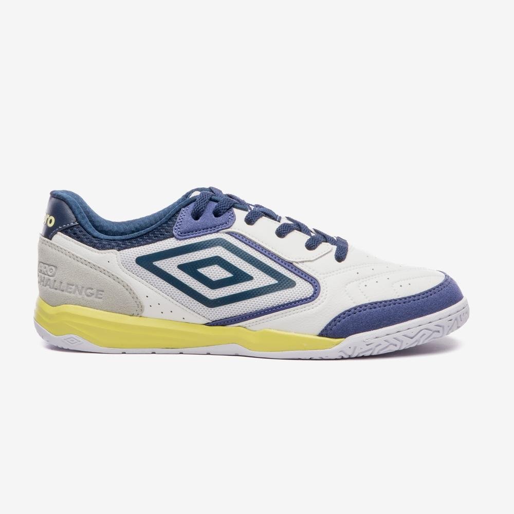 Chuteira Futsal Umbro Pro Challenge Uptake Branco/Azul/Amarelo 6