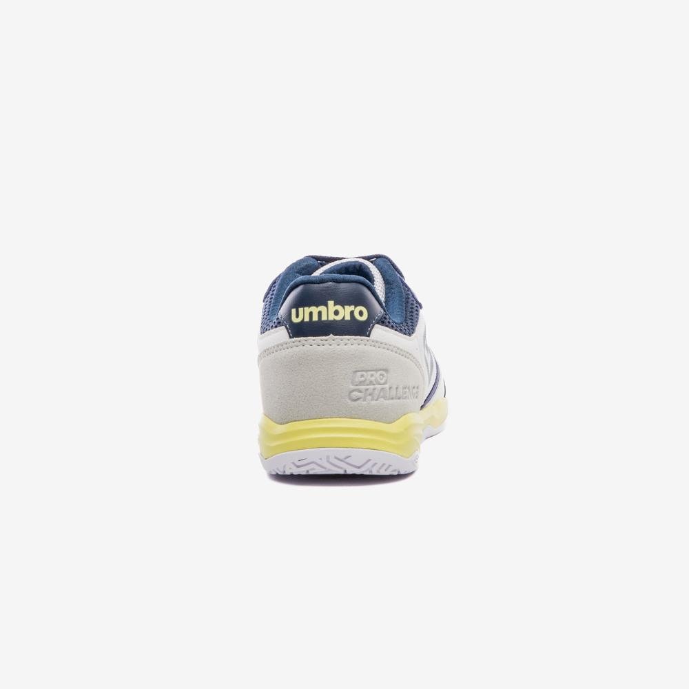 Chuteira Futsal Umbro Pro Challenge Uptake Branco/Azul/Amarelo 2