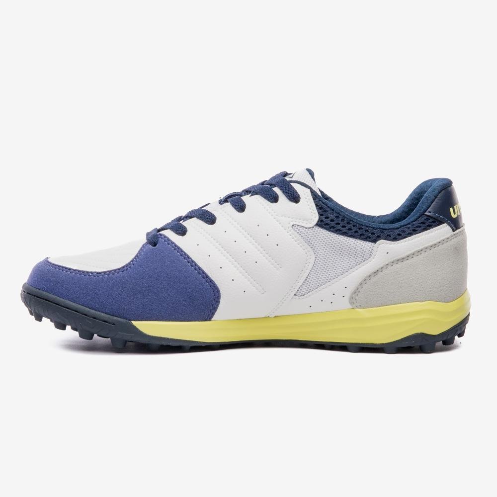 Chuteira Society Umbro Pro Challenge Uptake Branco/Azul/Amarelo 2