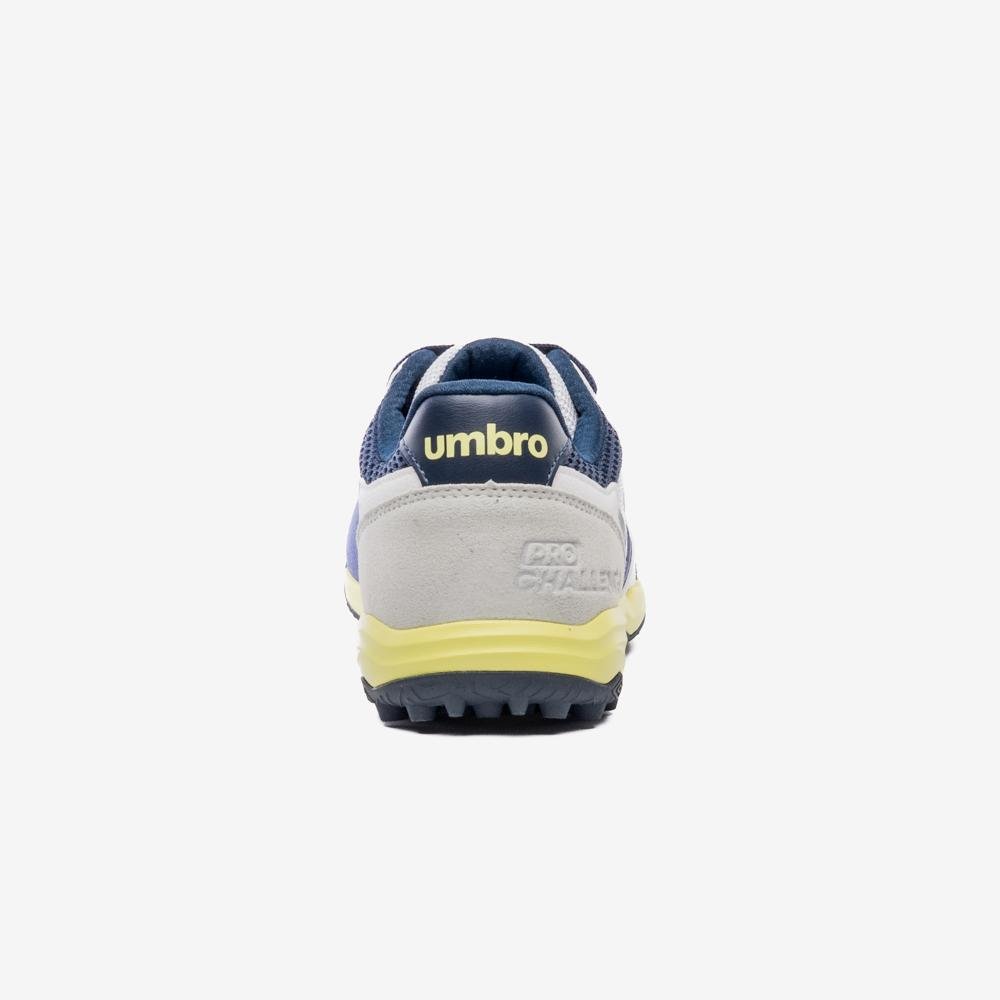 Chuteira Society Umbro Pro Challenge Uptake Branco/Azul/Amarelo 6