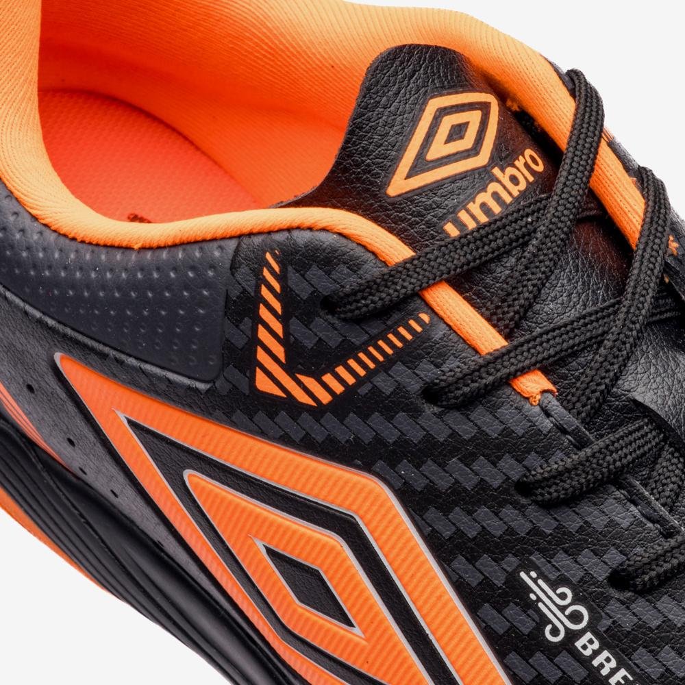 Chuteira Futsal Umbro Neo-Comfort Preto/Cinza/Laranja 7