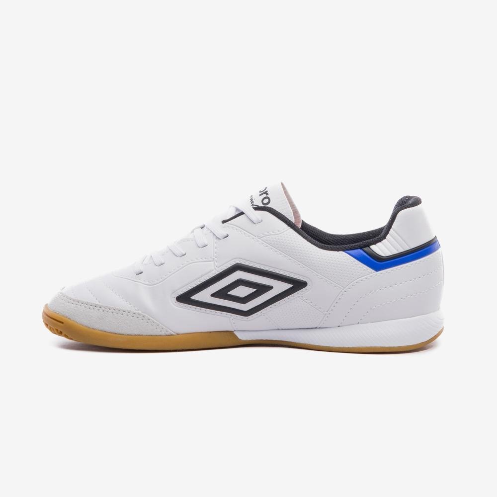 Chuteira Futsal Umbro Speciali Classic Branco/Preto/Azul 2