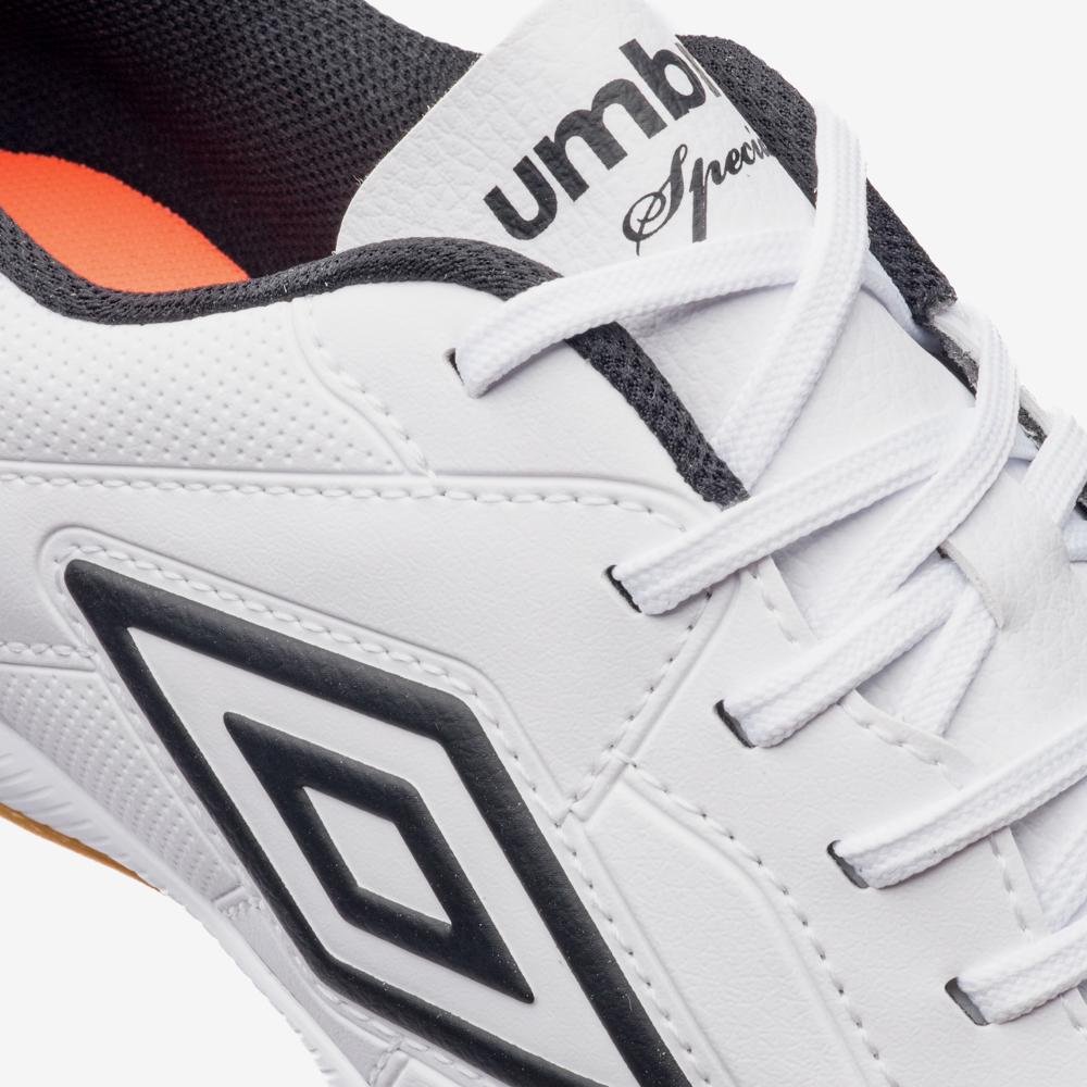 Chuteira Futsal Umbro Speciali Classic Branco/Preto/Azul 7