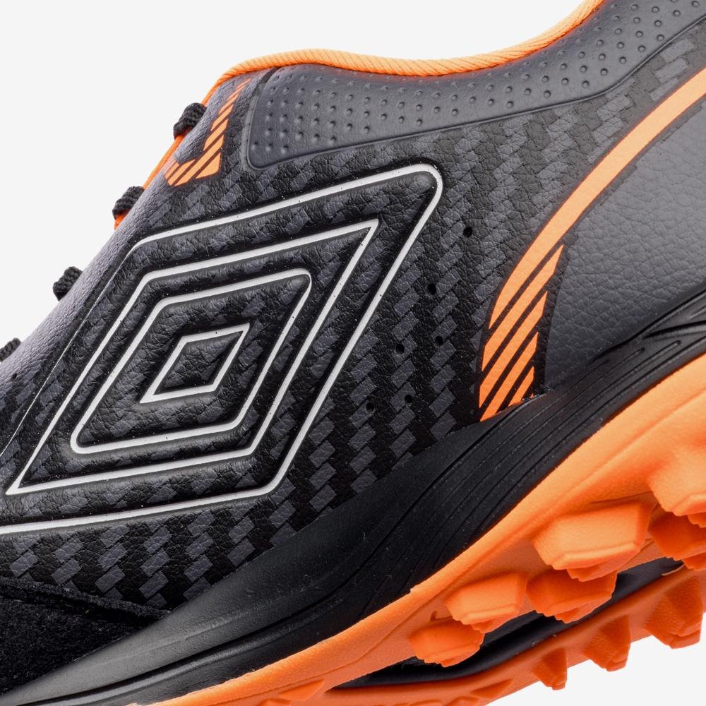 Chuteira Society Umbro Neo-Comfort Cinza/Preto/Laranja 9