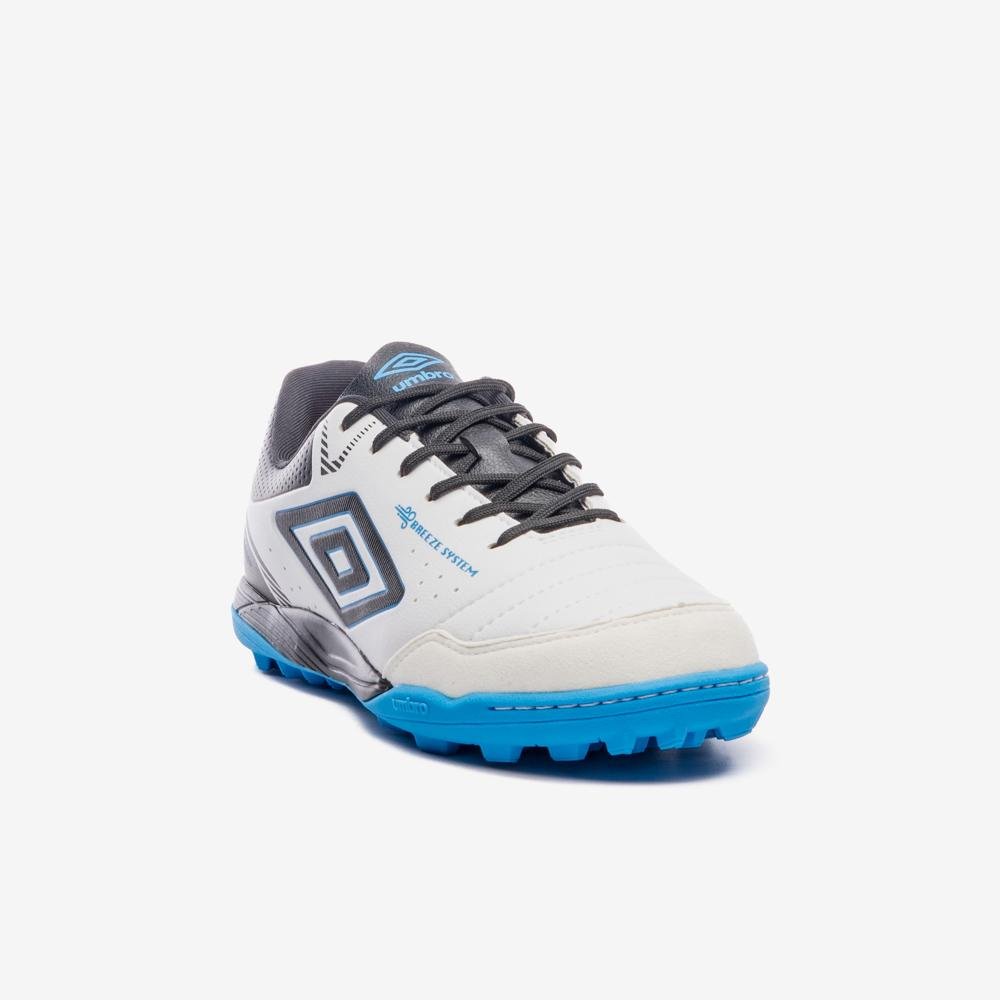 Chuteira Society Umbro Neo-Comfort Branco/Preto/Azul 3