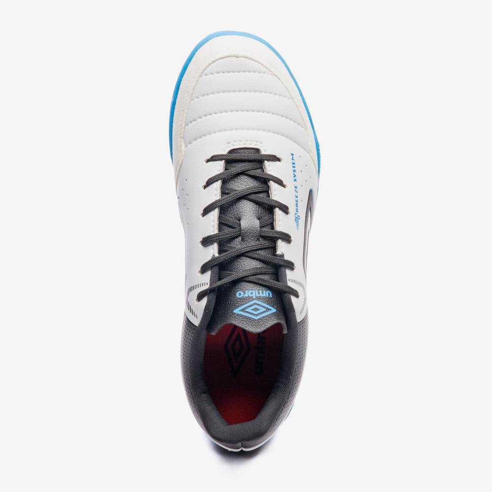 Chuteira Society Umbro Neo-Comfort Branco/Preto/Azul 4