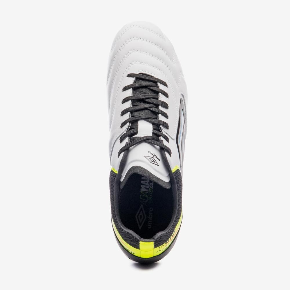 Chuteira Campo Umbro Adamant Master Class Pro Branco/Preto/Amarelo 4
