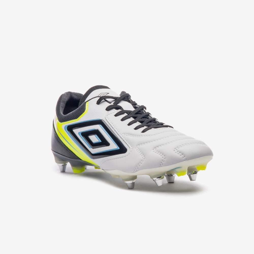 Chuteira Campo Umbro Adamant Master Class Pro Sg Branco/Preto/Amarelo 3