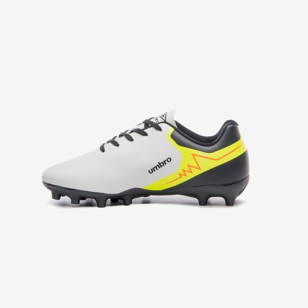 Chuteira Campo Umbro Adamant Top Speed Jr Branco/Preto/Amarelo 2