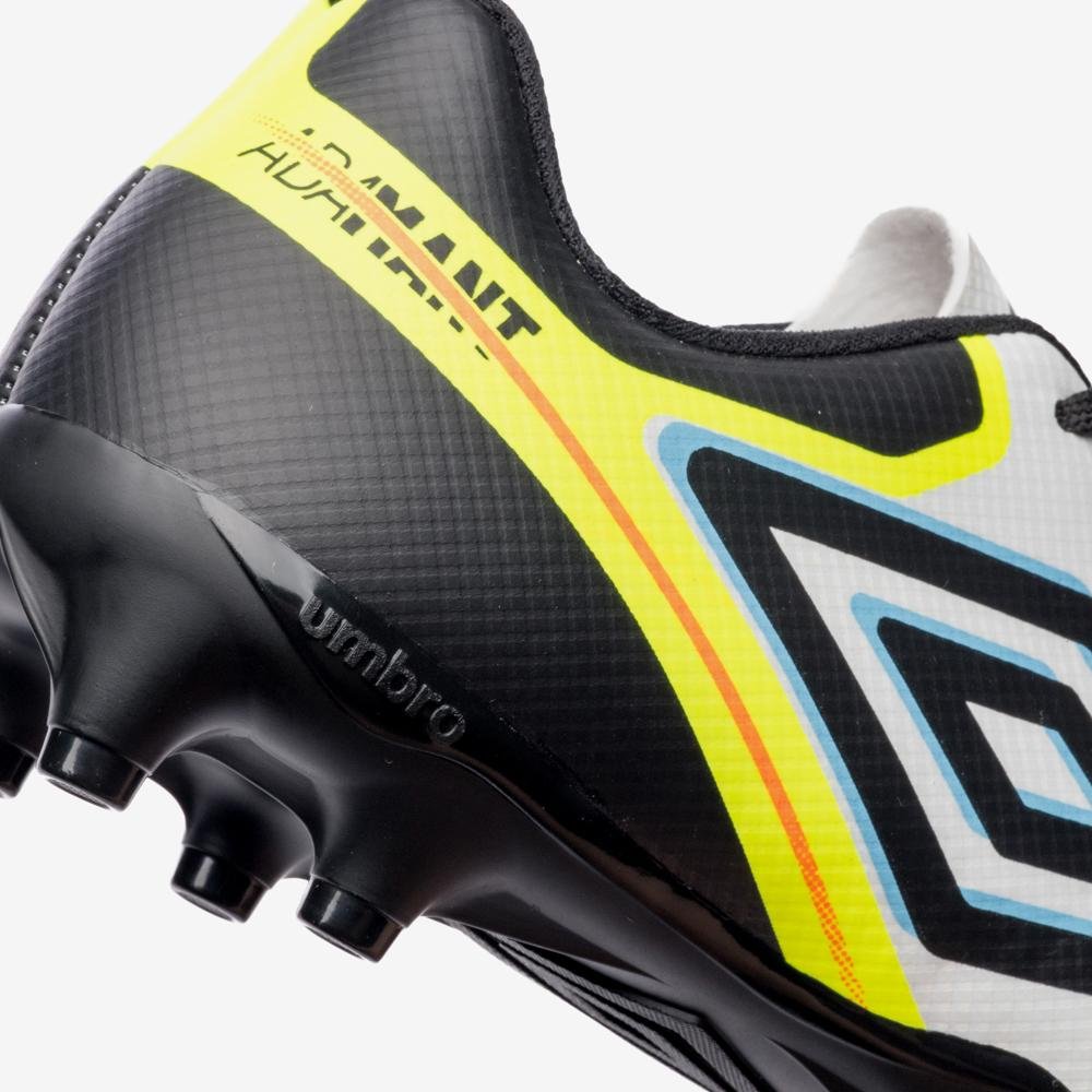 Chuteira Campo Umbro Adamant Top Speed Jr Branco/Preto/Amarelo 7