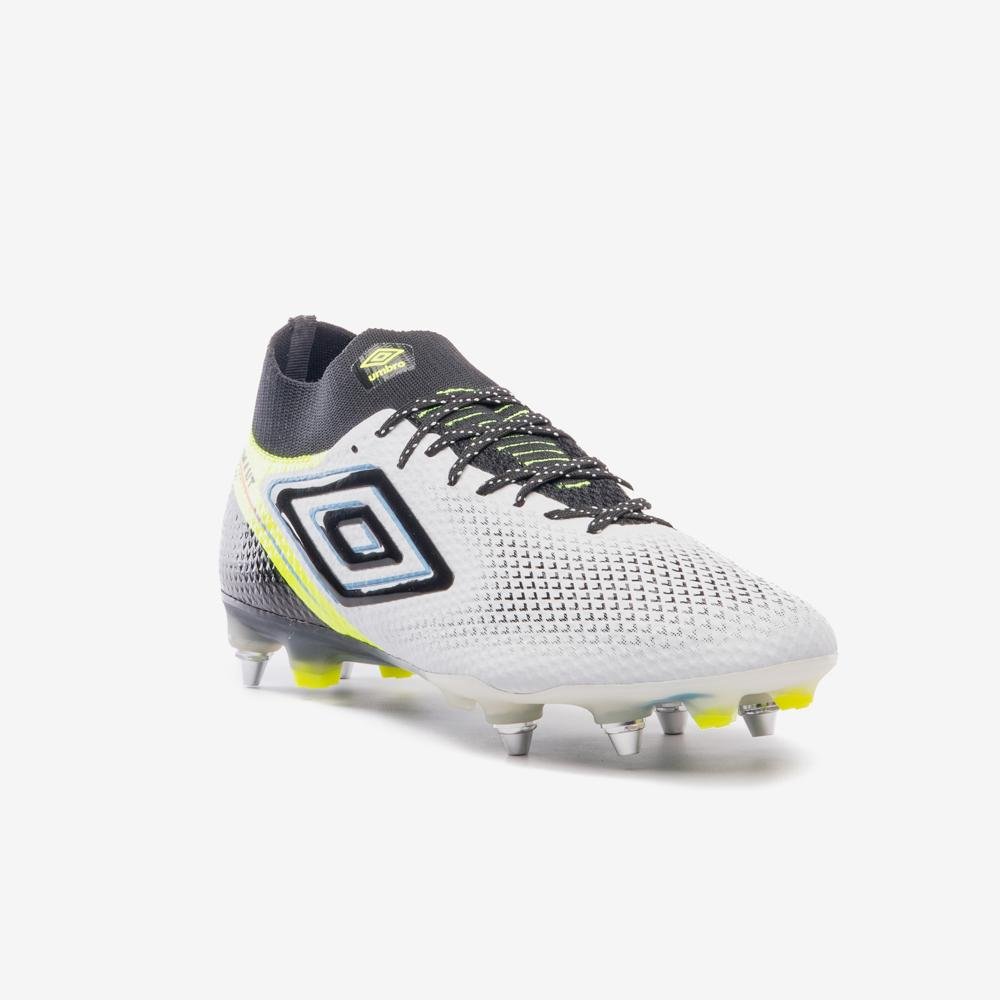 Chuteira Campo Umbro Adamant Top Speed Pro Sg Branco/Preto/Amarelo 3