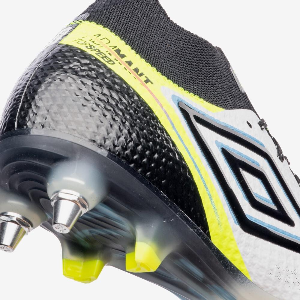 Chuteira Campo Umbro Adamant Top Speed Pro Sg Branco/Preto/Amarelo 7