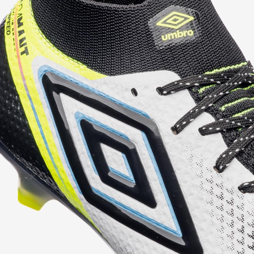 Chuteira Campo Umbro Adamant Top Speed Pro Sg Branco/Preto/Amarelo 8