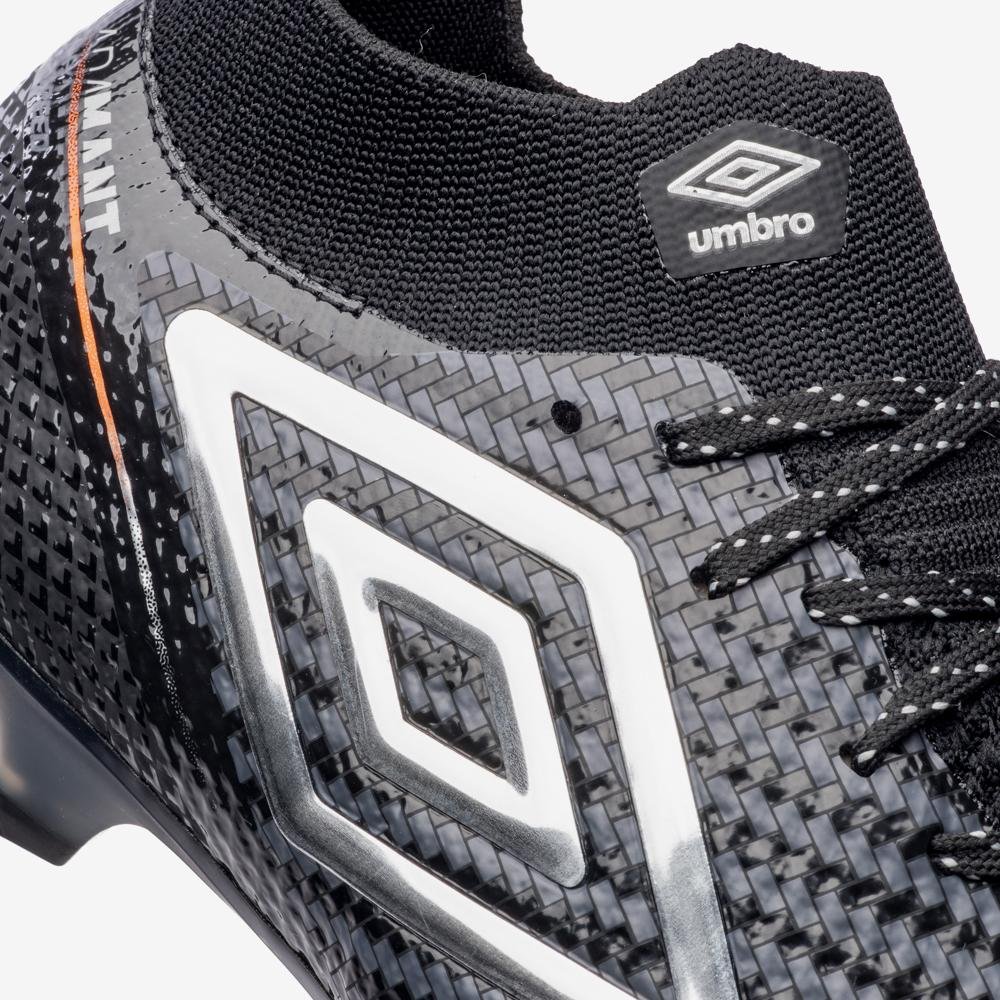 Chuteira Campo Umbro Adamant Top Speed Pro Sg Preto/Branco/Laranja 7