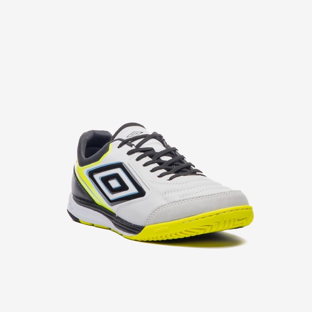 Chuteira Futsal Umbro Adamant Master Class Pro Bump Branco/Preto/Amarelo 3