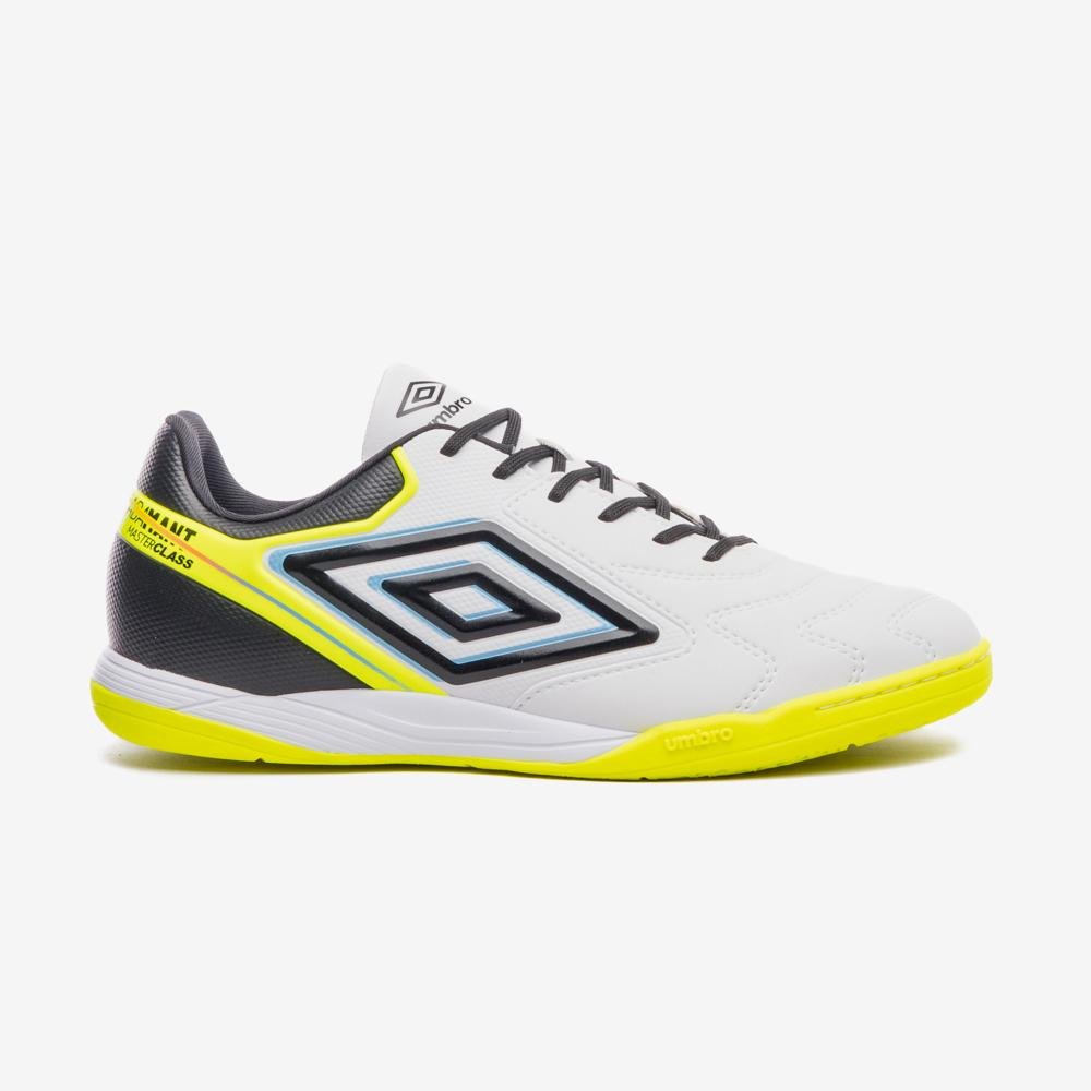 Chuteira Futsal Umbro Adamant Master Class Club Branco/Preto/Amarelo 1