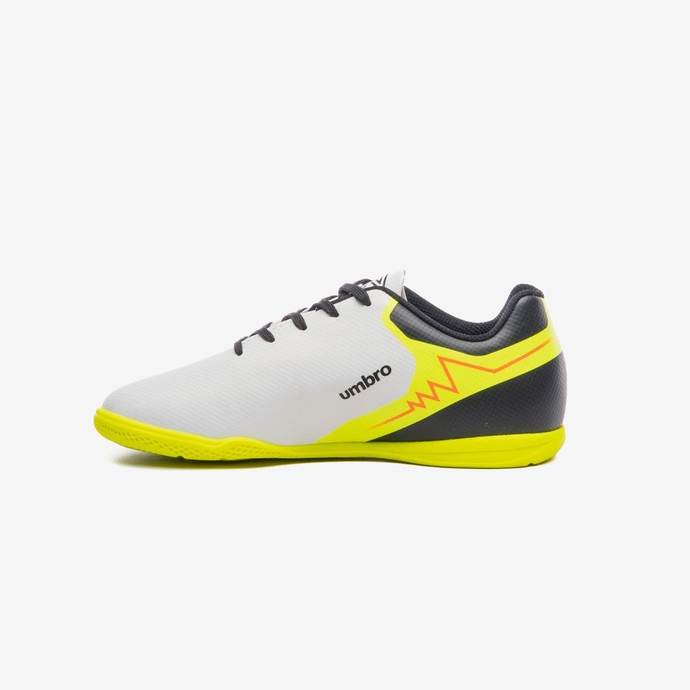 Chuteira Futsal Umbro Adamant Top Speed Jr Branco/Preto/Amarelo 2