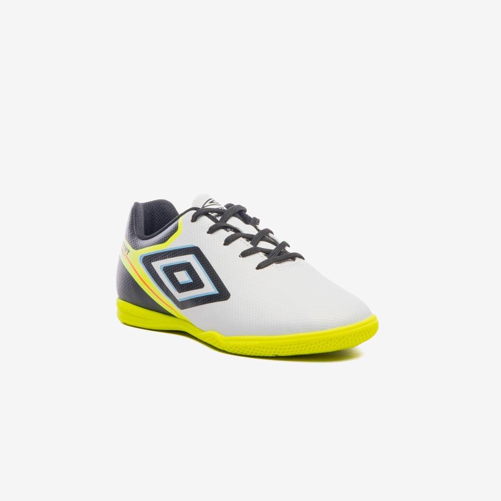Chuteira Futsal Umbro Adamant Top Speed Jr Branco/Preto/Amarelo 3
