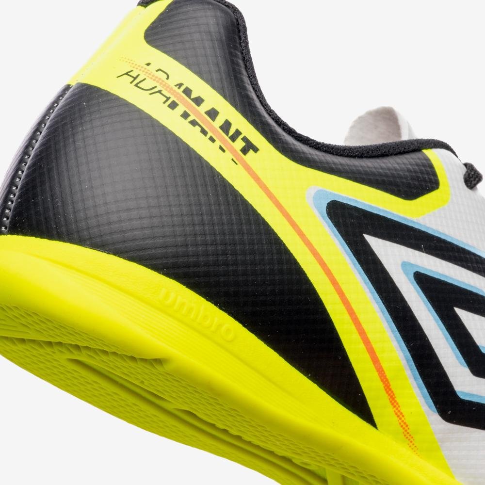 Chuteira Futsal Umbro Adamant Top Speed Jr Branco/Preto/Amarelo 7