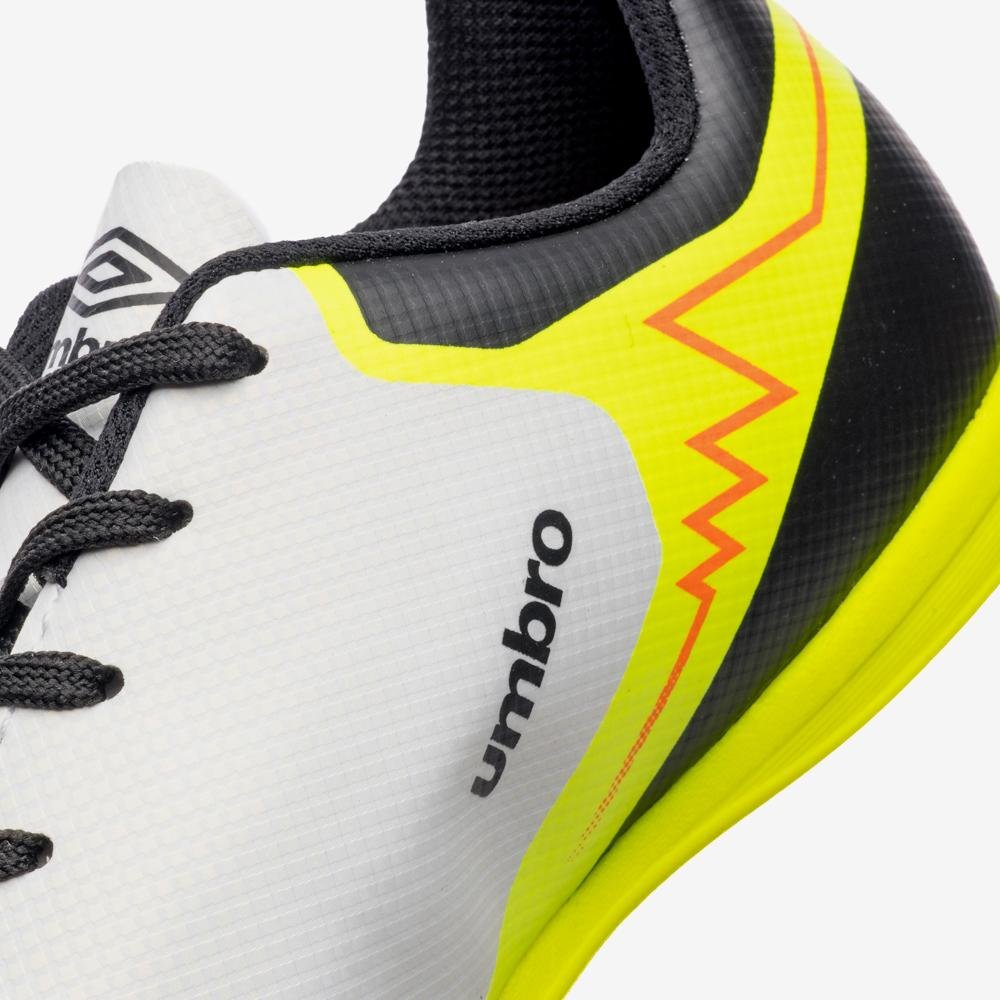 Chuteira Futsal Umbro Adamant Top Speed Jr Branco/Preto/Amarelo 8