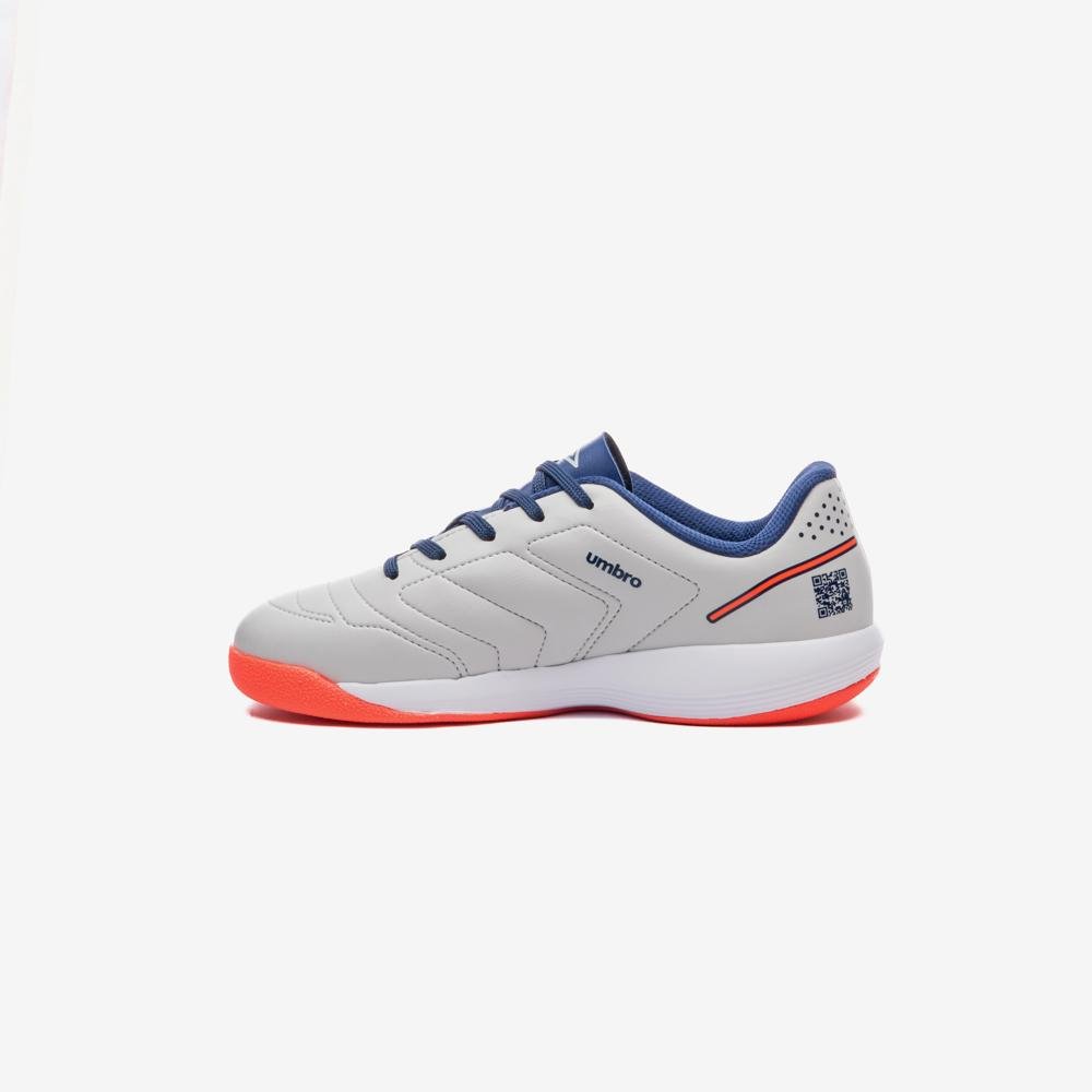 Chuteira Futsal Umbro Br Futsal Jr Cinza/Azul/Laranja 2