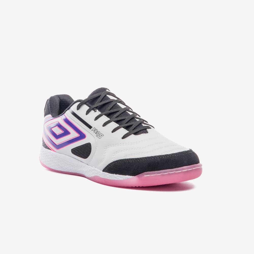 Chuteira Futsal Umbro Pro 5 Bump Branco/Preto/Roxo 3