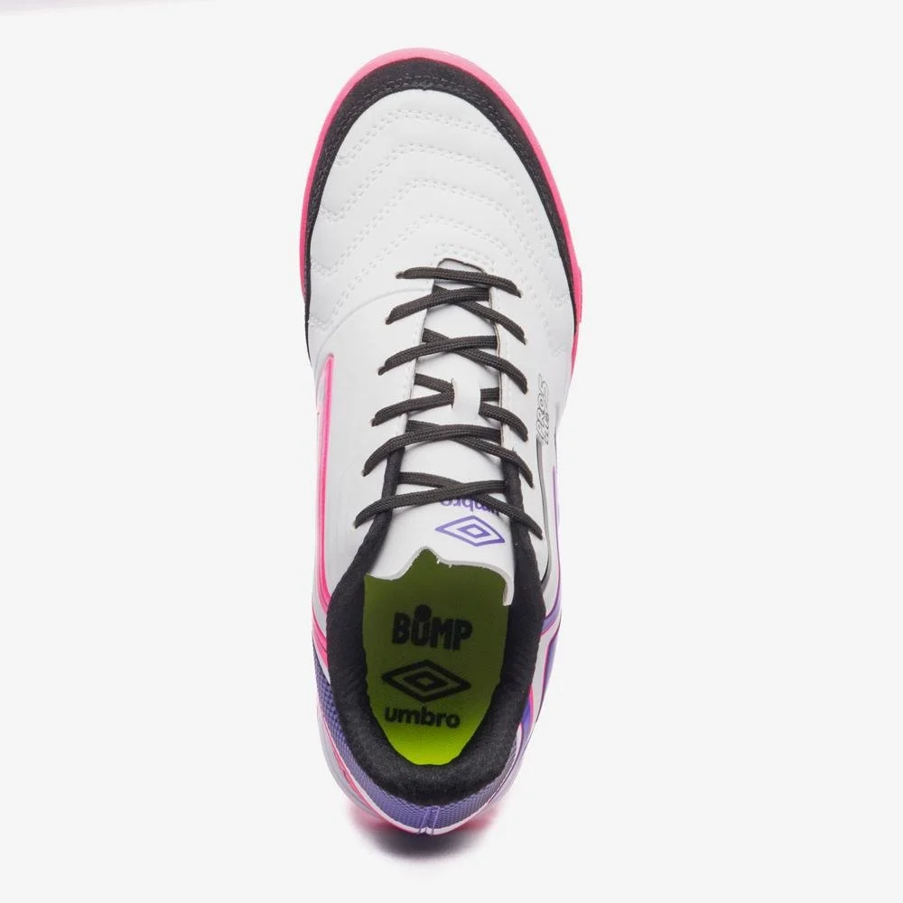 Chuteira Futsal Umbro Pro 5 Bump Club Branco/Preto/Rosa 4