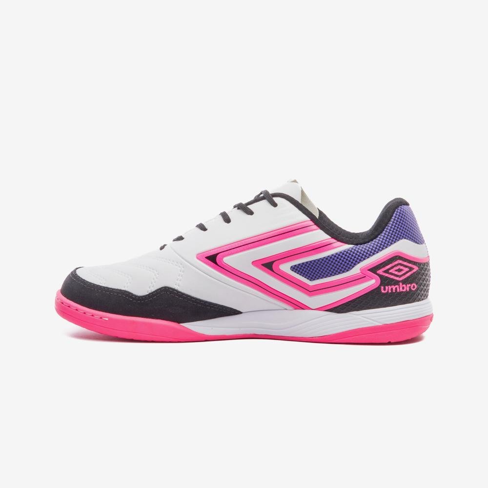 Chuteira Futsal Umbro Pro 5 Bump Club Branco/Preto/Rosa 2