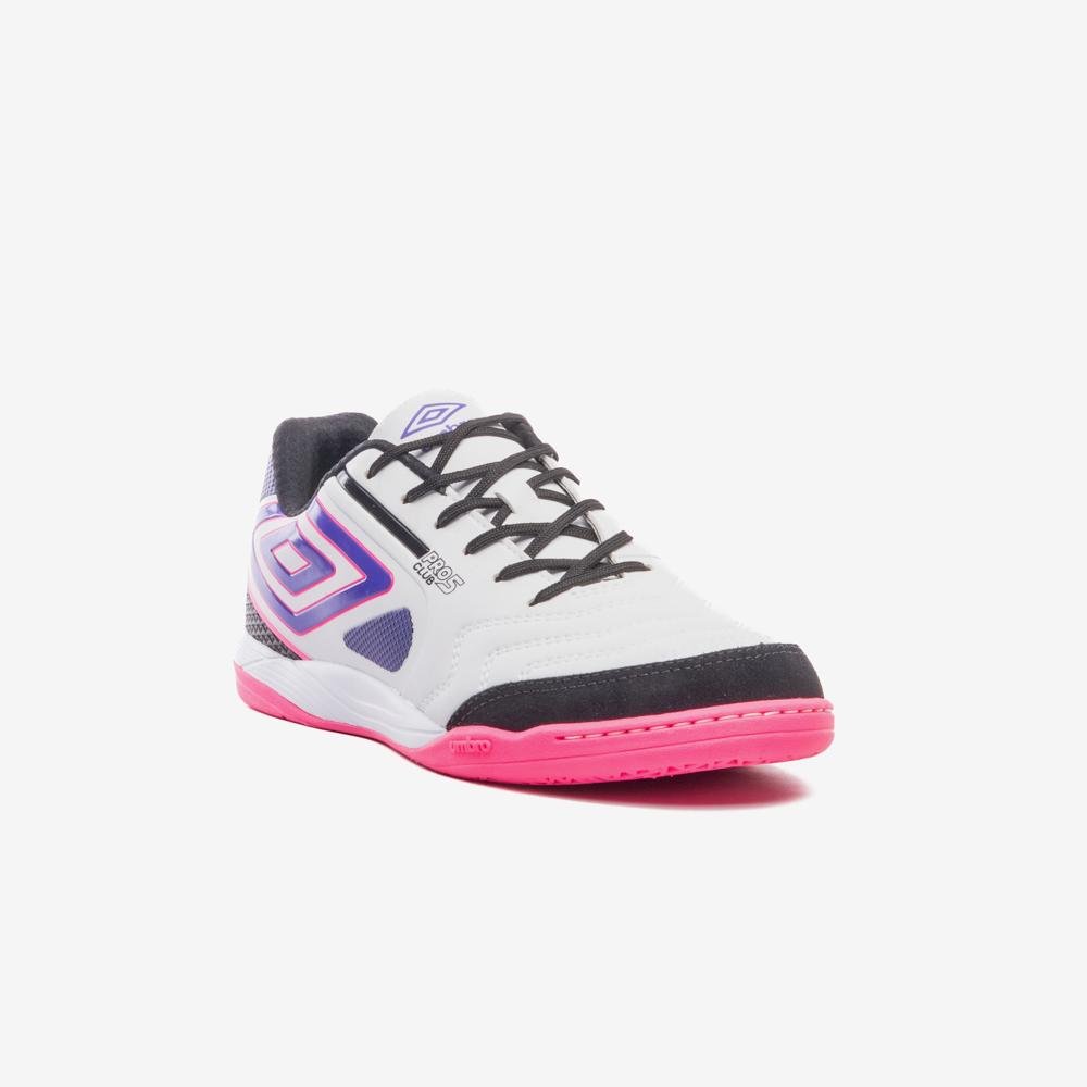 Chuteira Futsal Umbro Pro 5 Bump Club Branco/Preto/Rosa 3