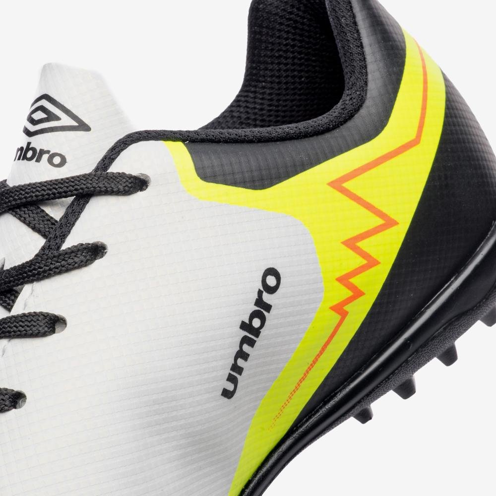 Chuteira Society Umbro Adamant Top Speed Jr Branco/Preto/Amarelo 8