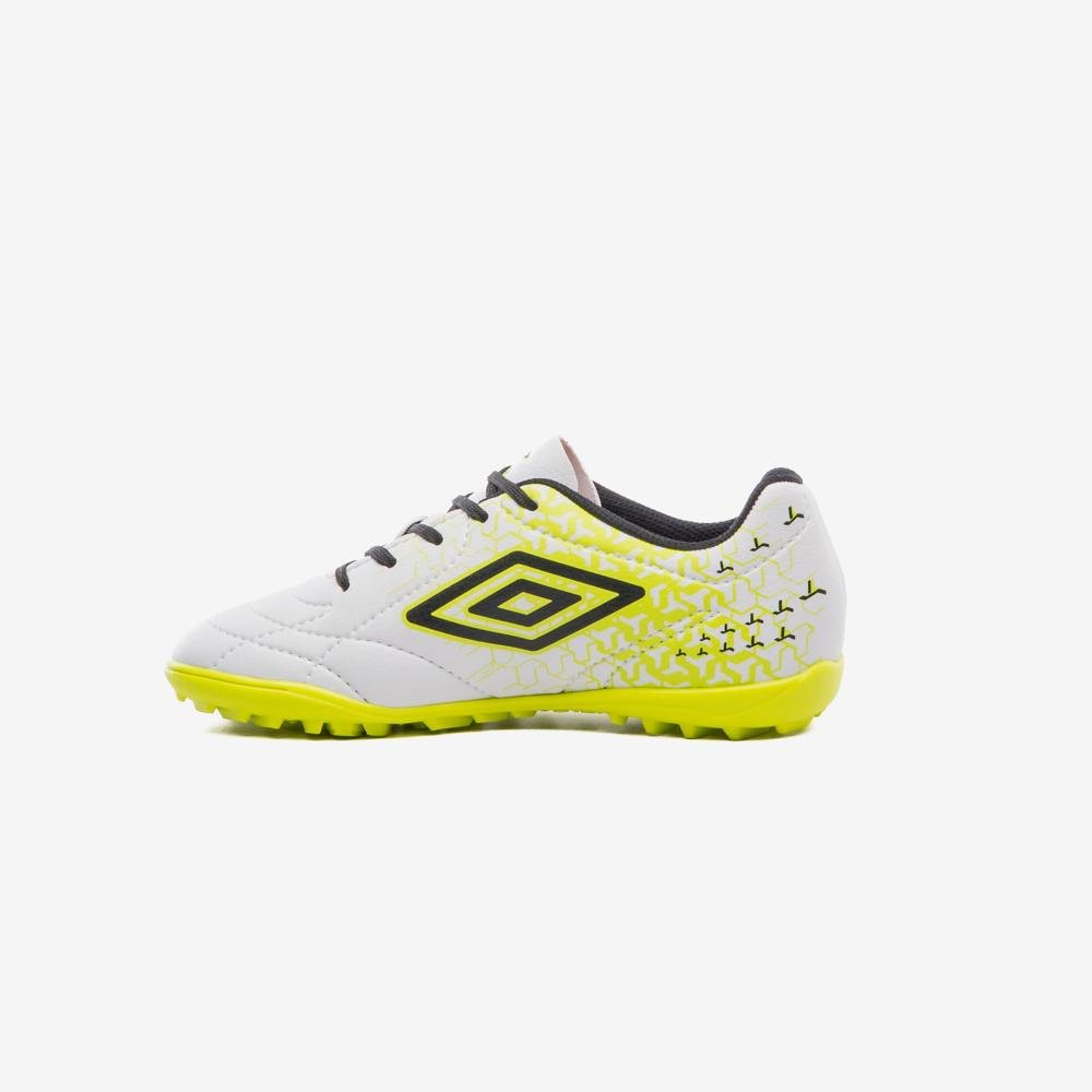 Chuteira Society Umbro Class Neo Jr Branco/Preto/Amarelo 2