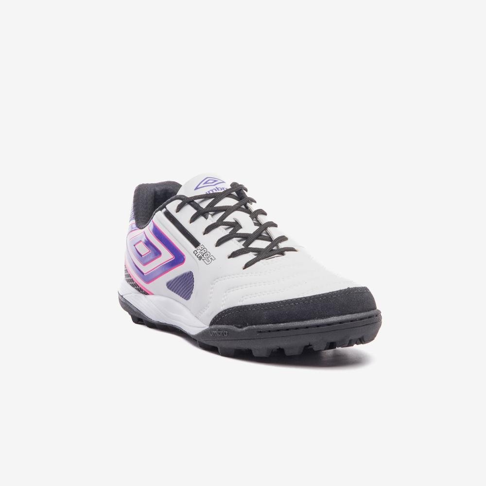 Chuteira Society Umbro Pro 5 Bump Club Branco/Preto/Roxo 3