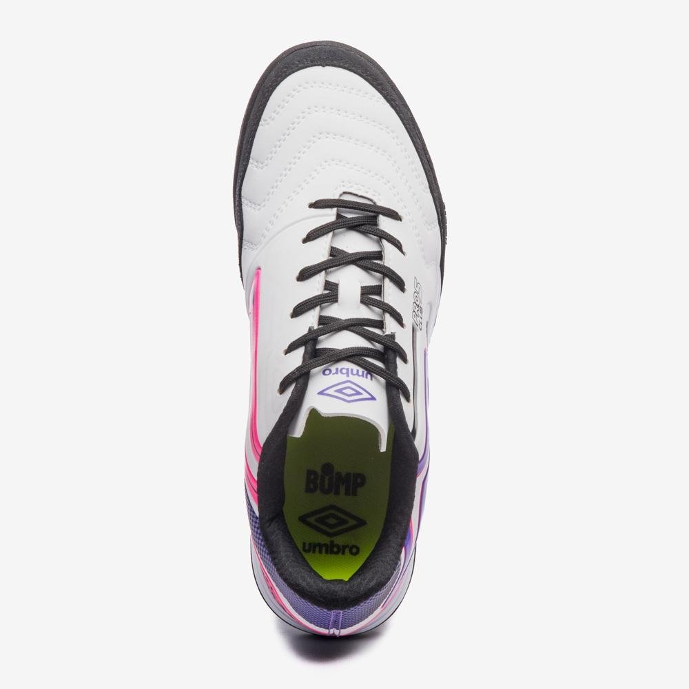 Chuteira Society Umbro Pro 5 Bump Club Branco/Preto/Roxo 4