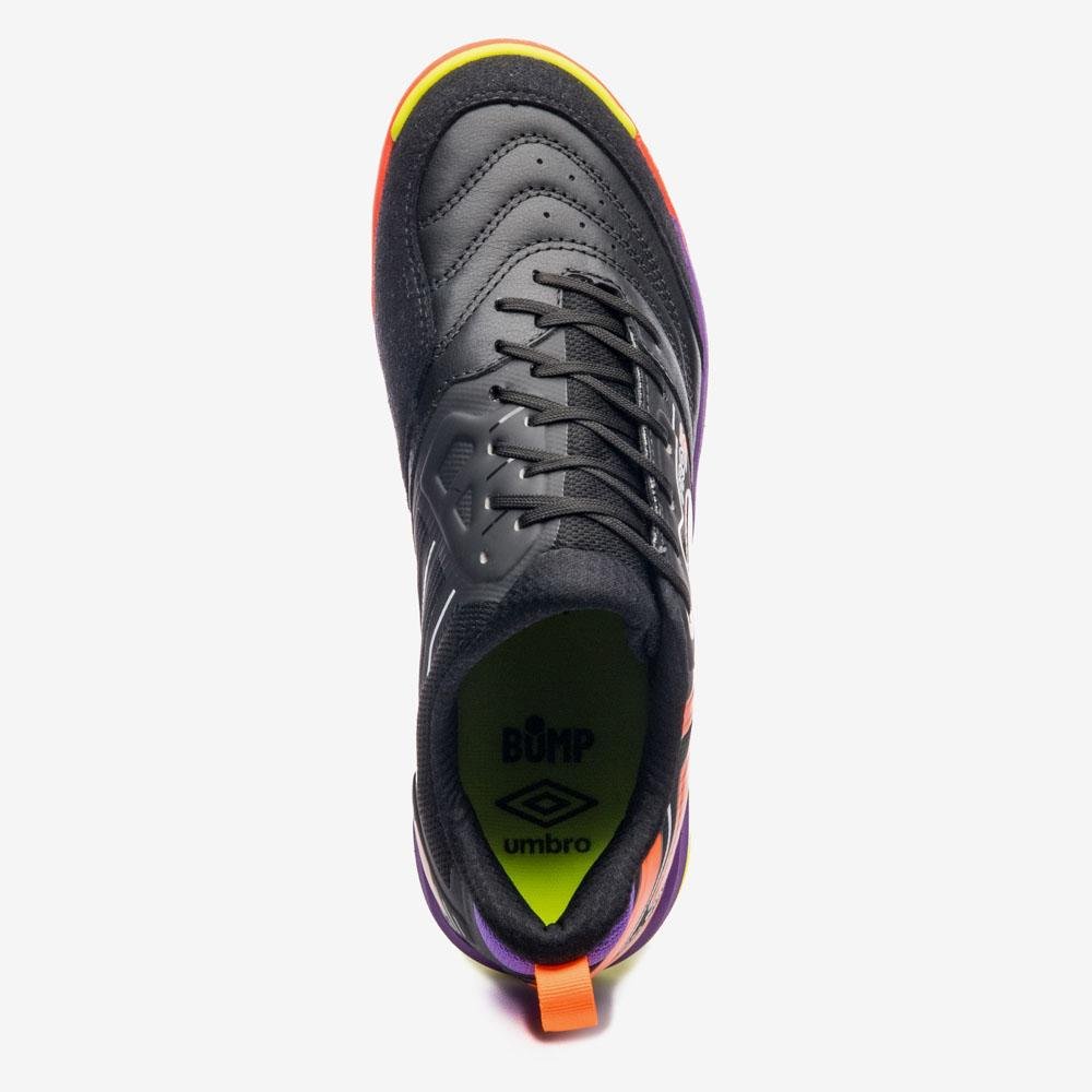 Chuteira Futsal Umbro Pro 5 Stable Preto/Laranja/Roxo 4