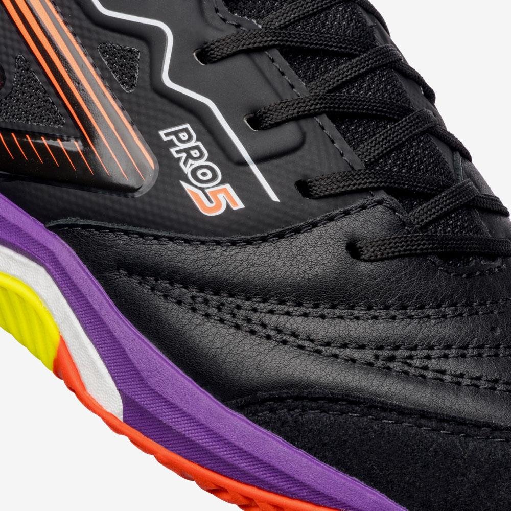 Chuteira Futsal Umbro Pro 5 Stable Preto/Laranja/Roxo 7