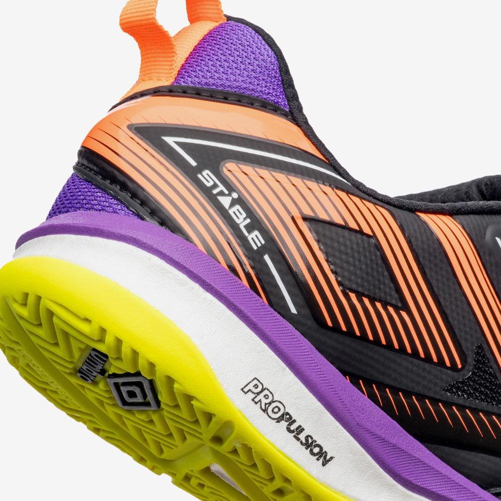 Chuteira Futsal Umbro Pro 5 Stable Preto/Laranja/Roxo 8