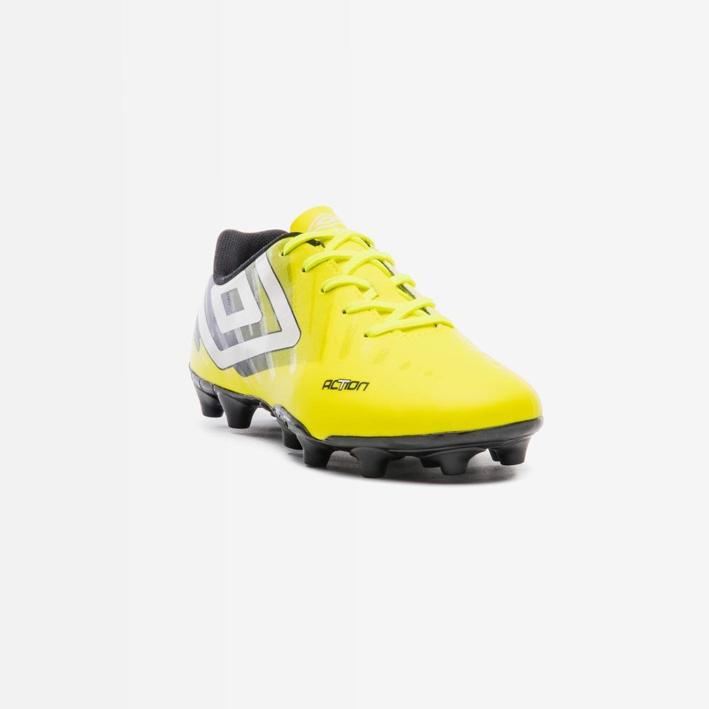 Chuteira Campo Umbro Action Amarelo/Preto/Branco 3