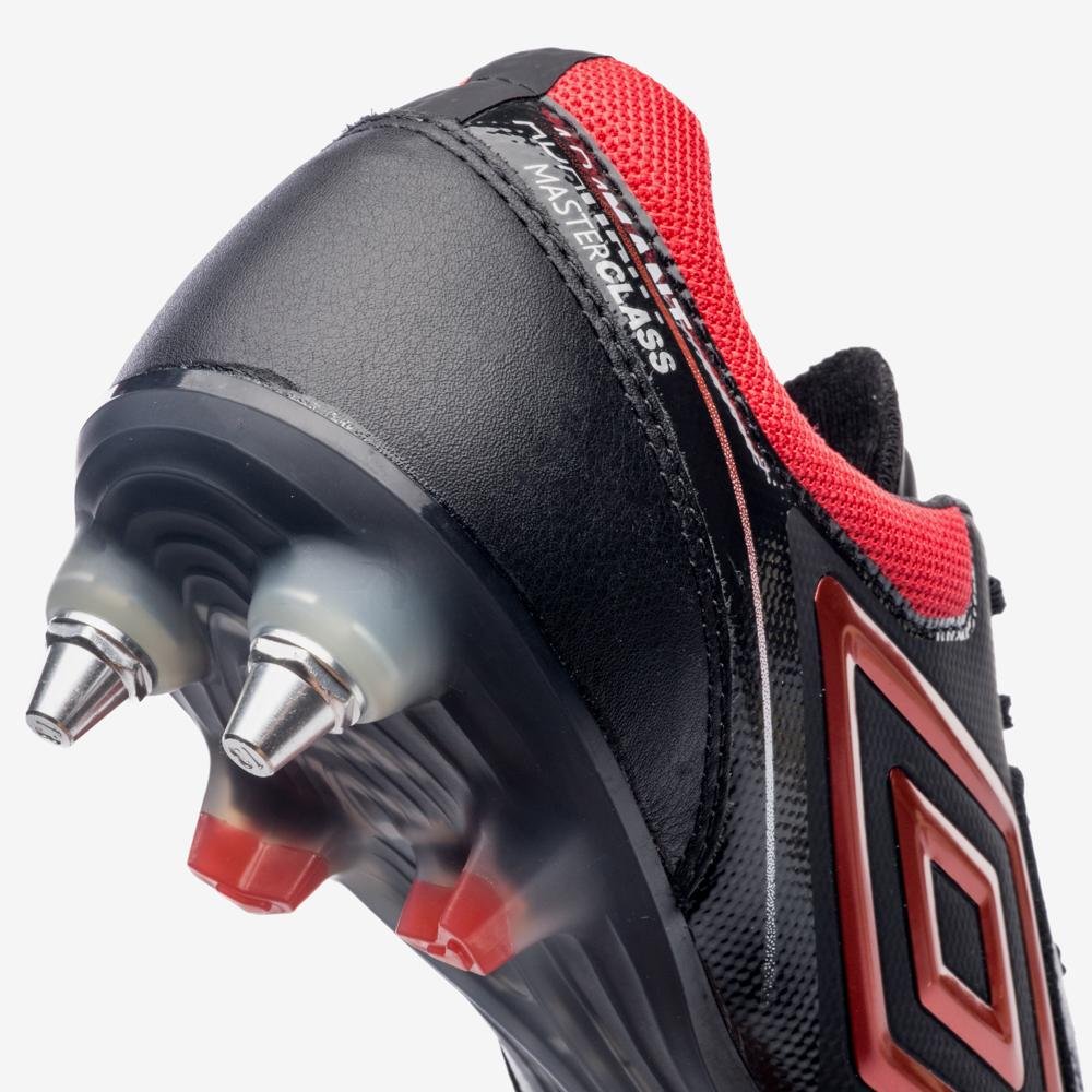 Chuteira Campo Umbro Adamant Master Class Pro Sg Preto/Vermelho 7