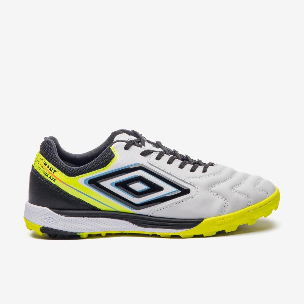 Chuteira Society Umbro Adamant Master Class Pro Bump Branco/Preto/Amarelo 1