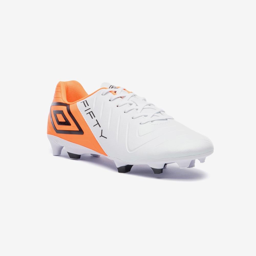 Chuteira Campo Umbro Fifty Vi Branco/Laranja 3