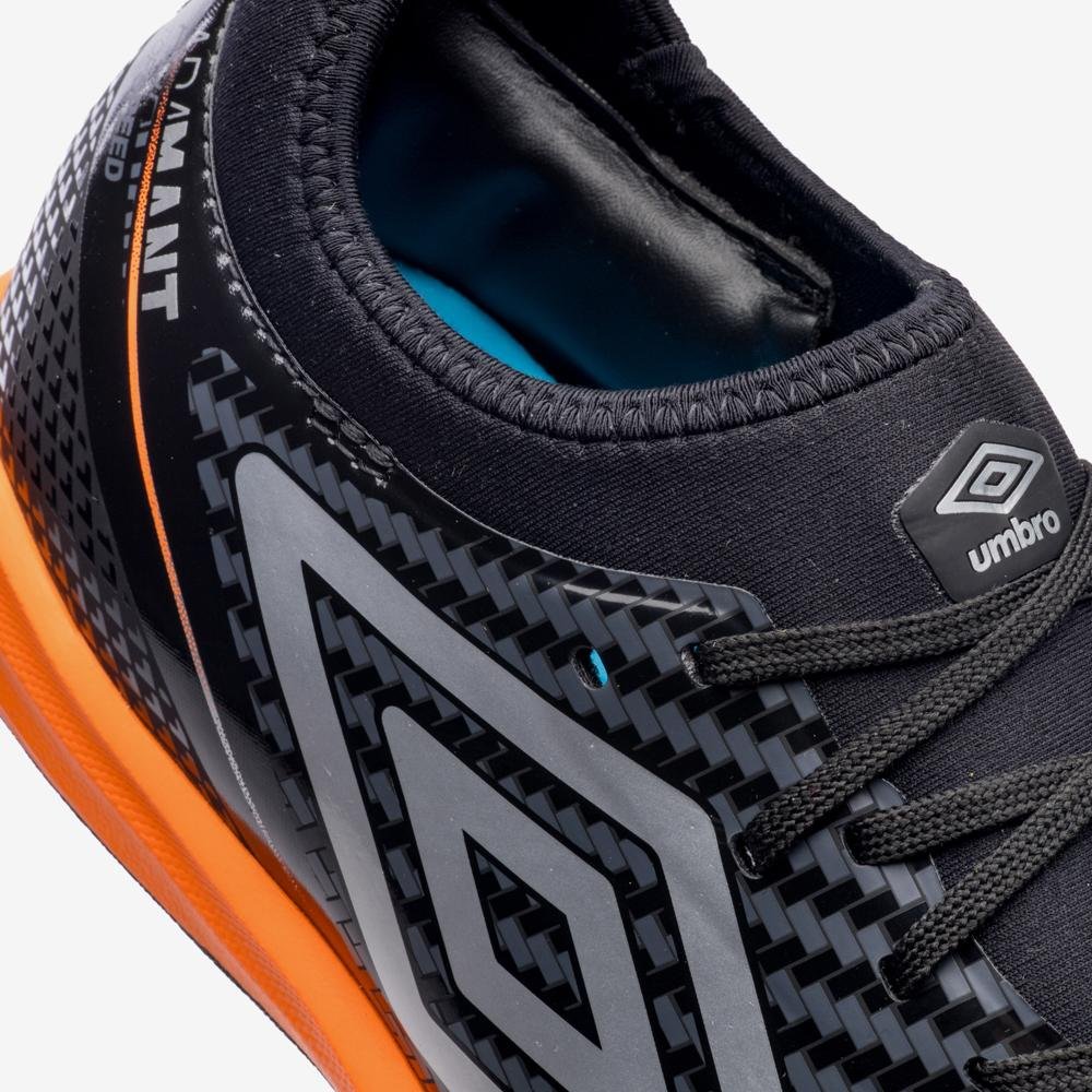 Chuteira Society Umbro Adamant Top Speed Club Preto/Cinza/Laranja 7