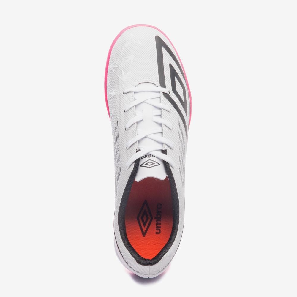 Chuteira Futsal Umbro Velocita Decimo Club Branco/Preto/Rosa 4